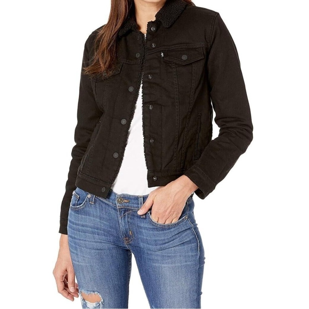 Levis Original Sherpa Trucker Jacket - Black - Women’s XS - NEW without tags